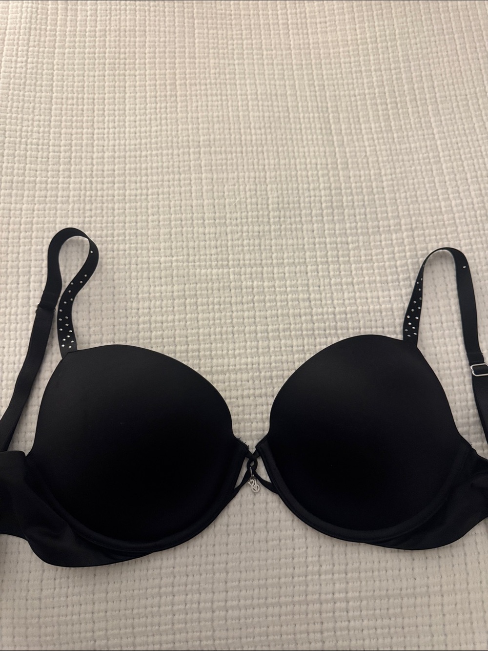 Victoria's Secret Black Molded Push-Up Bra with Rhinestone Straps